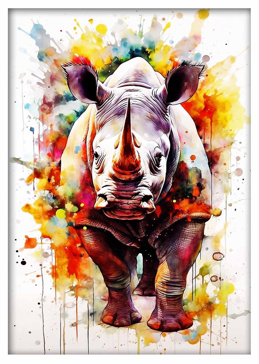 Rhino – Canvas & Poster Wall Art – T478 Wildlife Series MAKEDAI