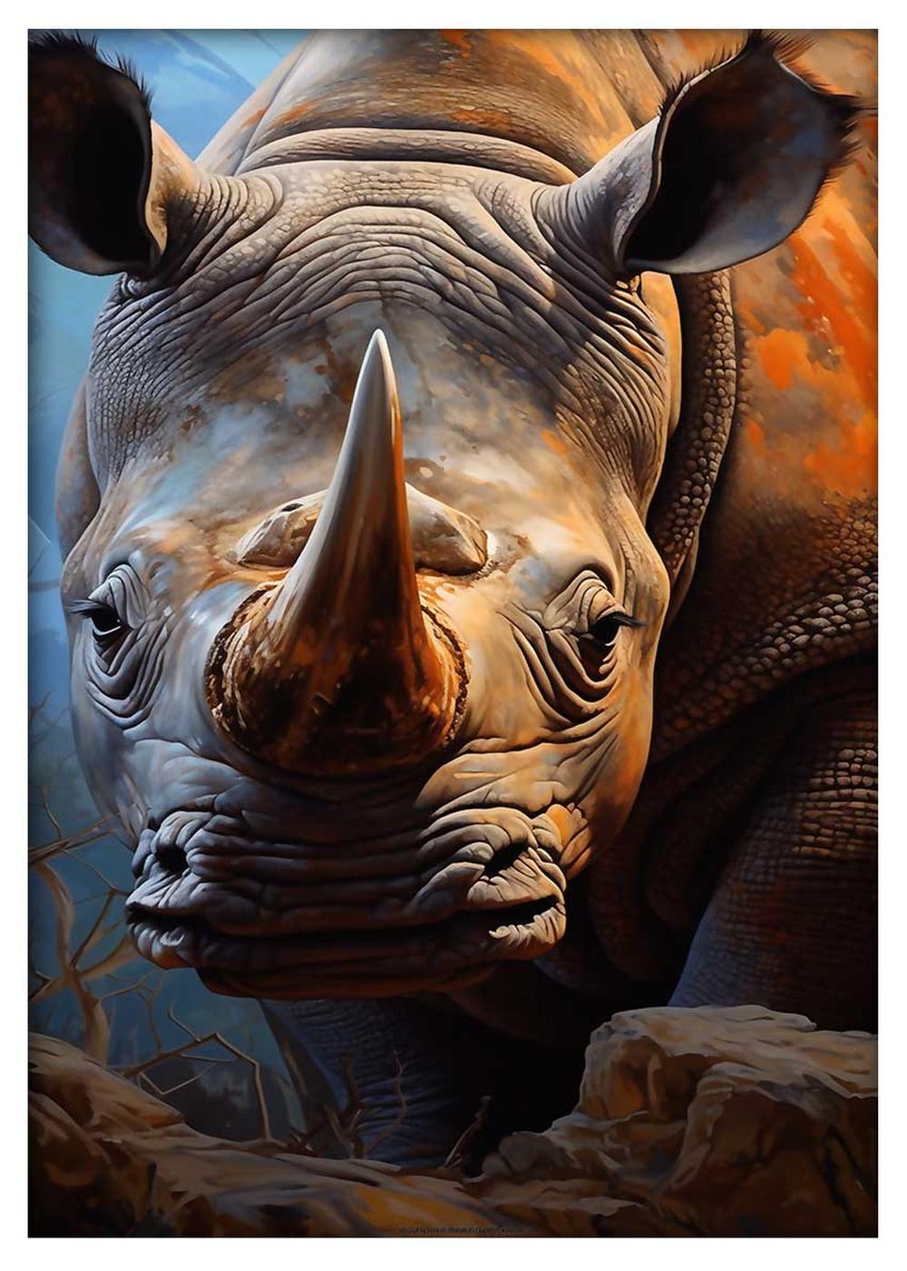 Rhino – Canvas & Poster Wall Art – T729 Wildlife Series MAKEDAI