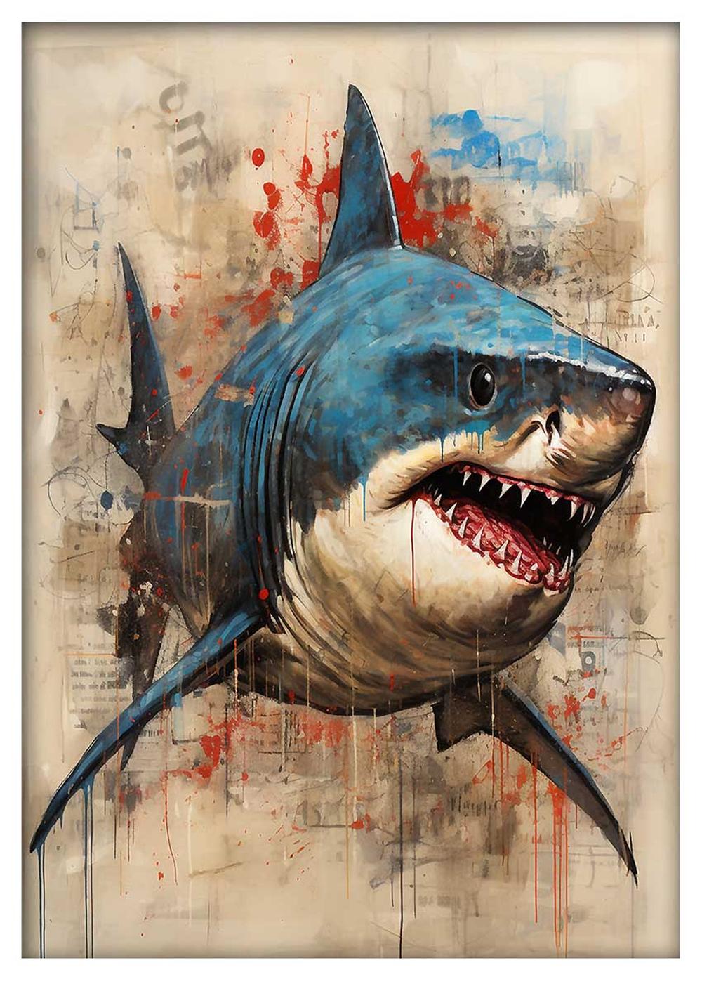 Shark – Canvas & Poster Wall Art – T566 Wildlife Series MAKEDAI